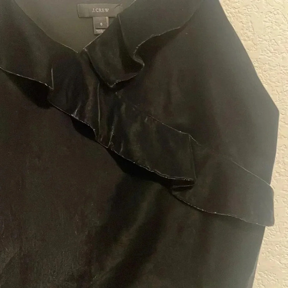 JCrew size 6 black velvet ruffle cami/tank - Picture 3 of 5